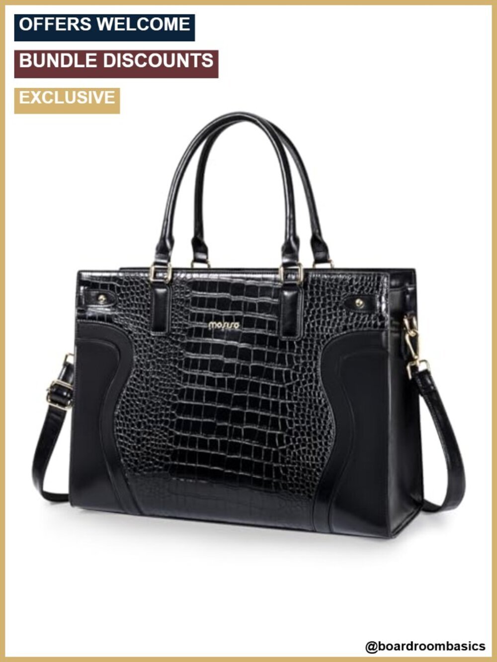 15.6 inch PU Leather Laptop Tote Bag with Clutch Purse